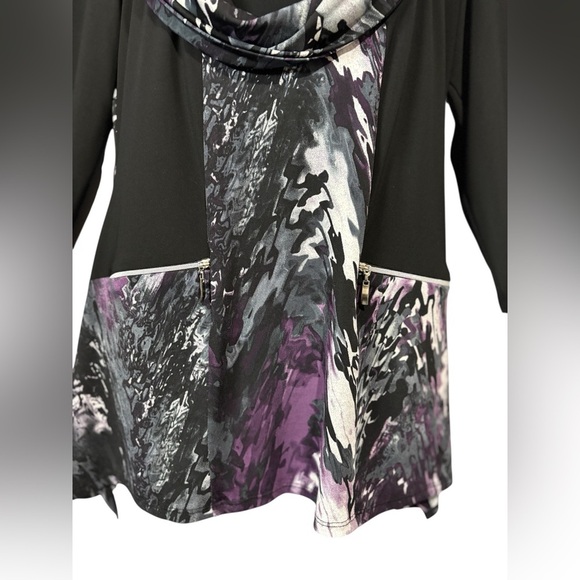 Frank Lyman Design, Chic Designer Tunic, Size 10, Black, White, Purple - Picture 6 of 10